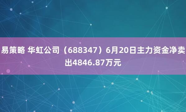 易策略 华虹公司（688347）6月20日主力资金净卖出4846.87万元